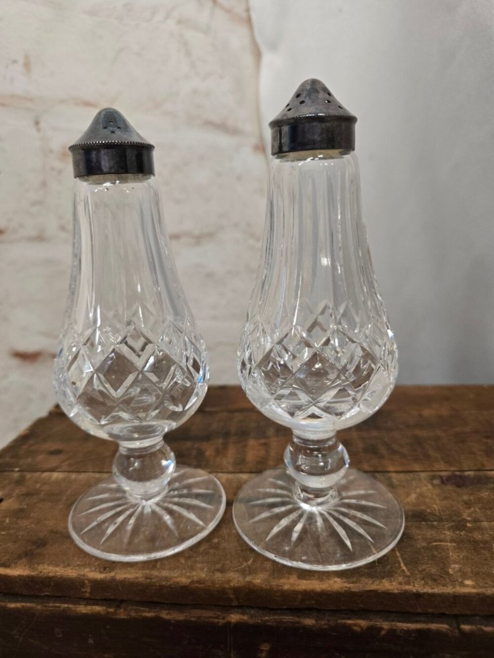 Waterford Crystal Lismore Salt & Pepper Shakers 6.25" Footed Base